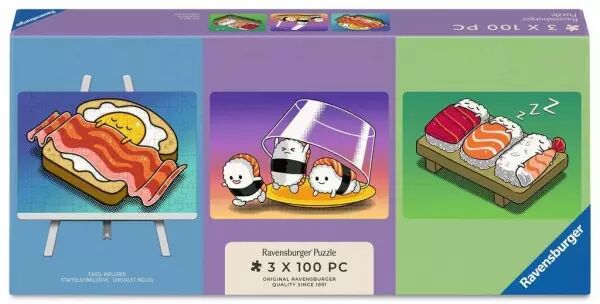 Coffret 3 mini puzzles 100 pi�ces - Repas kawaii - Ravensburger