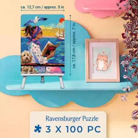 Coffret 3 mini puzzles 100 pi&egrave;ces - Voyage du chien- Ravensburger