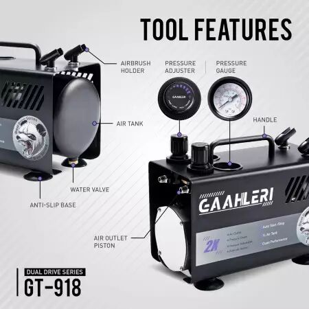 Compresseur Dual Drive Series Airbrush Kit Compressor GT-918 only (Version EU) - Gaahleri