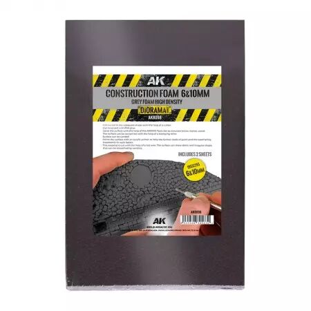 Construction Foam 6 and 10mm black foam high density 195x295mm - Diorama AK Interactive