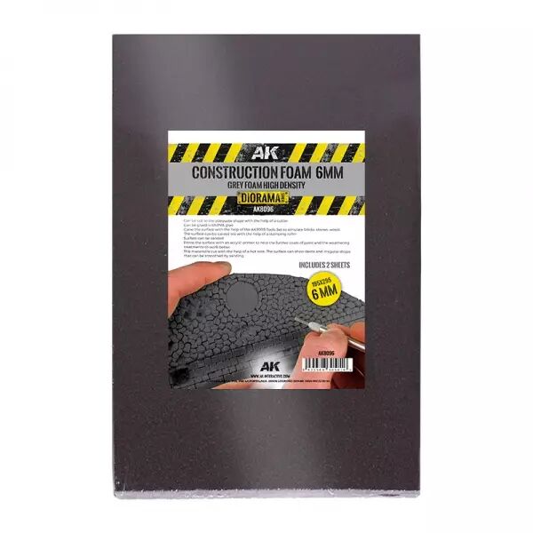 Construction Foam 6mm black foam high density 195x295mm - Diorama AK Interactive