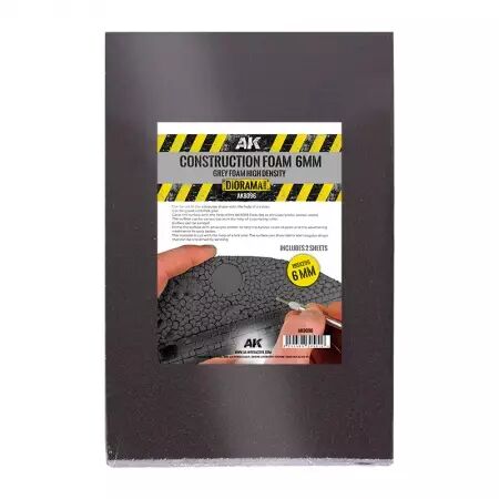 Construction Foam 6mm black foam high density 195x295mm - Diorama AK Interactive