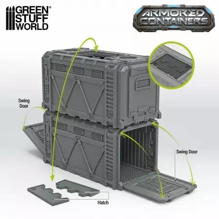 Conteneurs Blind&eacute;s sci-fi en plastique (Pack x2) - Green Stuff World