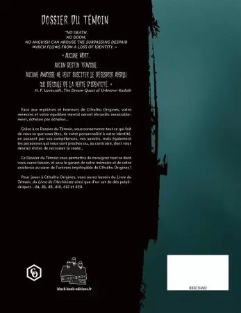 Cthulhu origines : Dossier de personnages - Black Book Edition