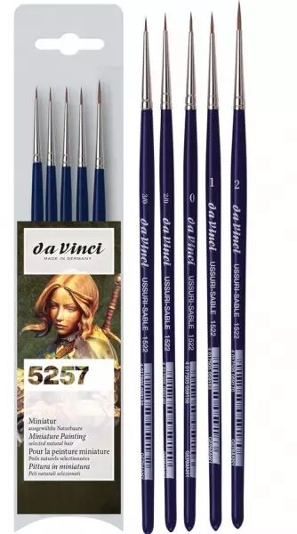 Da Vinci - Set de 5 pinceaux martre USSURI pour miniatures - s�rie 5257