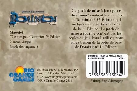 Dominion (edition 2025) Pack de mise &agrave; jour - Rio Grande Games