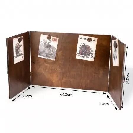 &Eacute;cran Maitre de jeu JDR en bois et m&eacute;tal 