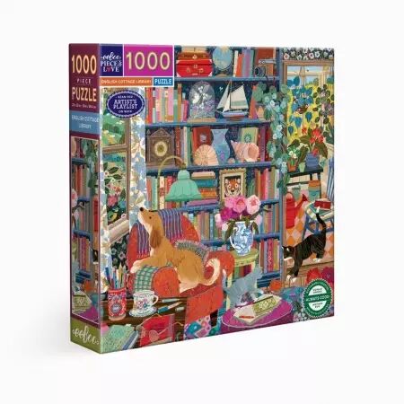 Eeboo - Puzzle 1000 pi&egrave;ces - English Cottage Library  - Ecoresponsable