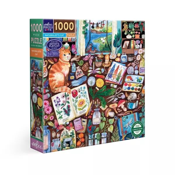 Eeboo - Puzzle 1000 pi�ces - Naturalist\'s Cat  - Ecoresponsable