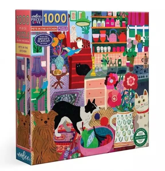 Eeboo - Puzzle 1000 pi�ces - Pets in the Kitchen  - Ecoresponsable