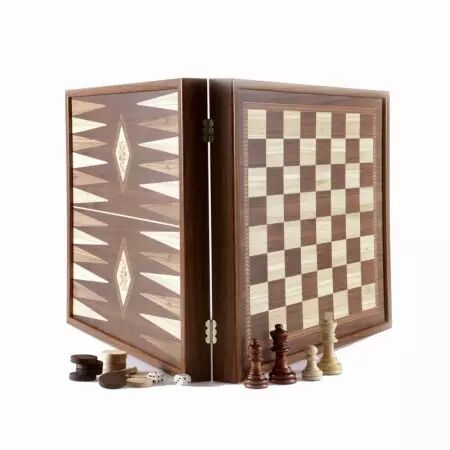 Ensemble de jeu combin&eacute; 2 en 1 de style classique : &eacute;checs et backgammon