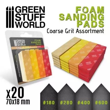 Eponge de Ponçage Flexible - Assortiment de GROS GRAIN x20 - Green Stuff World