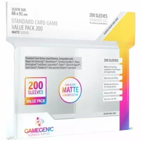 Gamegenic : 200 Matte Sleeves - Value Pack Clear