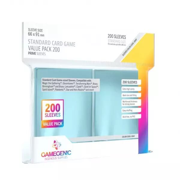 Gamegenic : 200 Prime Sleeves - Value Pack Clear