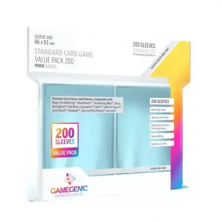 Gamegenic : 200 Prime Sleeves - Value Pack Clear
