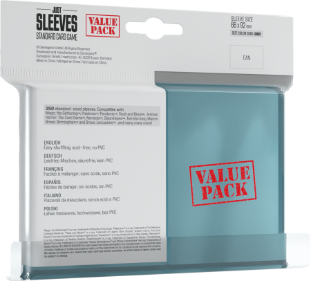 Gamegenic : 250 Just Sleeves - Value Pack Clear