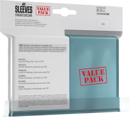 Gamegenic : 250 Just Sleeves - Value Pack Clear