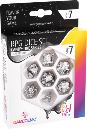 Gamegenic - Set de 7 dés JDR - Blackberry - Candy-like Series