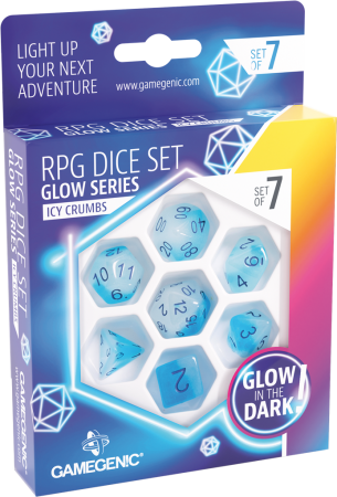 Gamegenic - Set de 7 dés JDR - Glow Series - Icy Crumbs