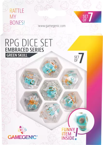 Gamegenic - Set de 7 d�s JDR - Green Skull - Embraced Series