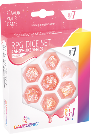 Gamegenic - Set de 7 dés JDR - Peach- Candy-like Series