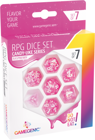 Gamegenic - Set de 7 dés JDR - Rasberry- Candy-like Series