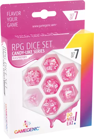 Gamegenic - Set de 7 dés JDR - Rasberry- Candy-like Series