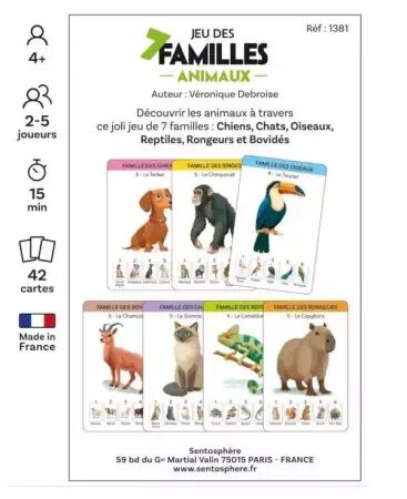  Jeu Des 7 Familles : Animaux -  Sentosph&egrave;re