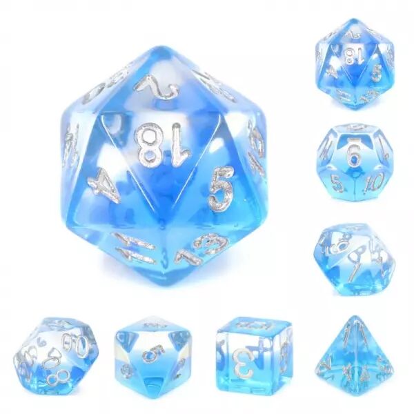Kit de 7 d�s - Transparent Blue Gradients
