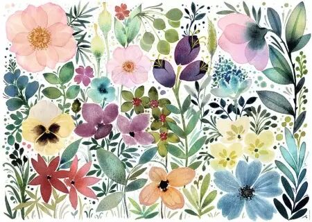 Lherbier des jolies fleurs aquarellées - Puzzle 1000 pièces - Collection Carte Blanche - Nathan