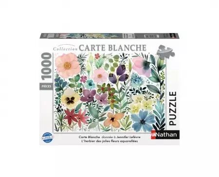 Lherbier des jolies fleurs aquarellées - Puzzle 1000 pièces - Collection Carte Blanche - Nathan