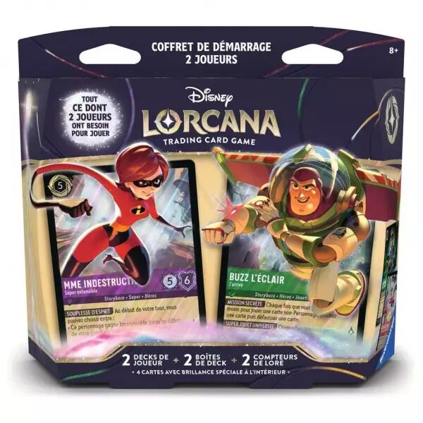 Lorcana - Chapitre 12 : Contr�es Inconnues - Coffret de D�marrage 2 Joueurs - Madame Indestructible et Buzz l\'�clair