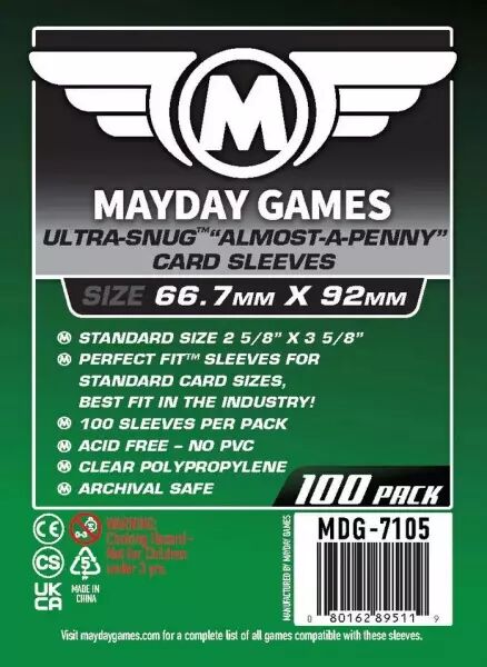 Mayday Sleeves - 63,5x88mm Almost-A-Penny (perfect fit) STANDARD x100