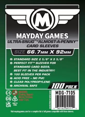 Mayday Sleeves - 63,5x88mm Almost-A-Penny (perfect fit) STANDARD x100