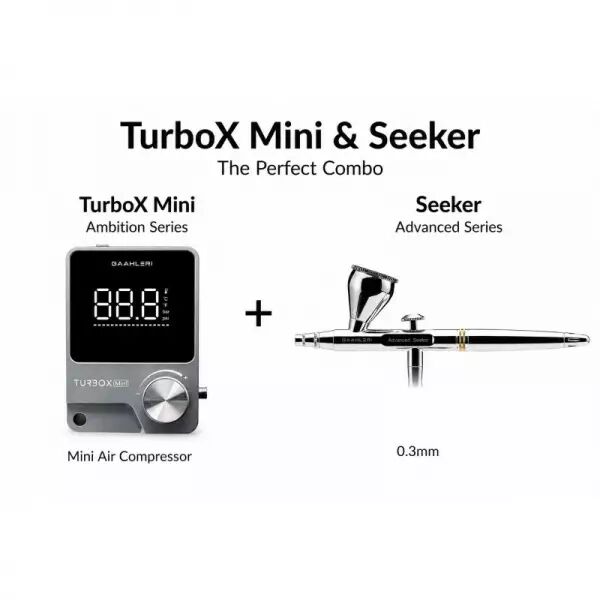 Mini compresseur Turbo avec A�rographe Seeker 0,3mm(version EU) - Gaahleri 