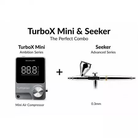 Mini compresseur Turbo avec A&eacute;rographe Seeker 0,3mm(version EU) - Gaahleri 