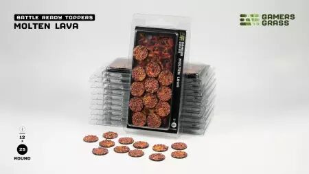 Molten Lava - Round 25mm (x12) - Battle Ready Bases- Gamers Grass