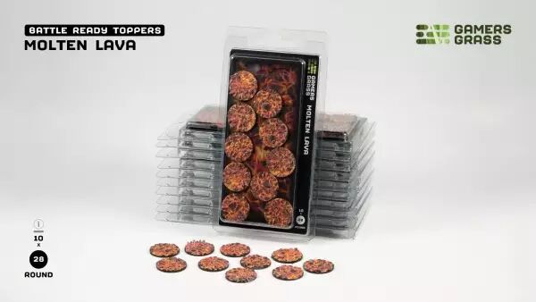 Molten Lava - Round 28mm (x10) - Battle Ready Bases- Gamers Grass