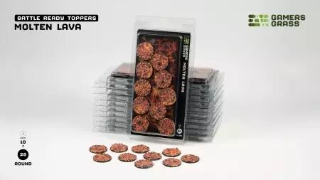 Molten Lava - Round 28mm (x10) - Battle Ready Bases- Gamers Grass