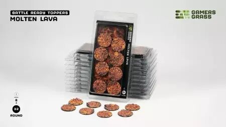Molten Lava - Round 32mm (x8) - Battle Ready Bases- Gamers Grass