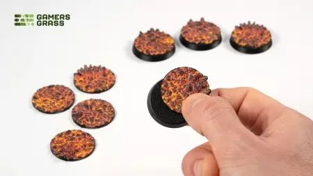 Molten Lava - Round 32mm (x8) - Battle Ready Bases- Gamers Grass
