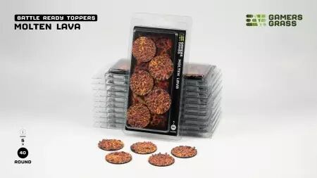 Molten Lava - Round 40mm (x5) - Battle Ready Bases- Gamers Grass