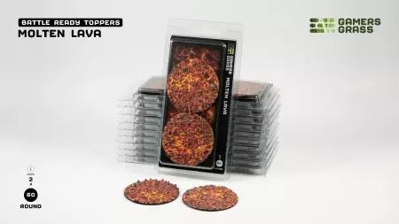 Molten Lava - Round 60mm (x2) - Battle Ready Bases - Gamers Grass