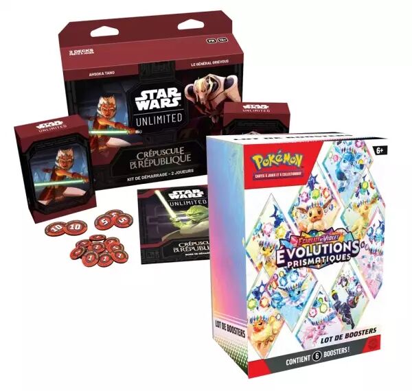 Pack Multi TCG : 1 bundle Evolutions Prismatiques (EV8.5) + 1 Starter 2 joueurs SWU 3