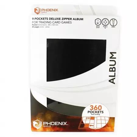 Phoenix Shield - Portfolio Deluxe Zipper Album - 360 cases - Black