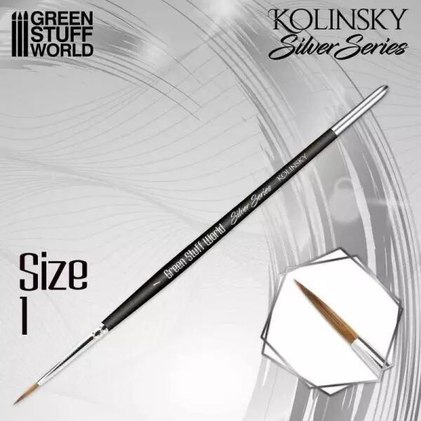 Pinceau Kolinsky Taille 1 - SILVER SERIE - Green Stuff World