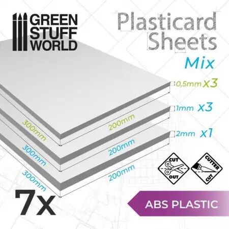 Plaques Mixtes de Plasticard ABS - 7 feuilles - Green Stuff World