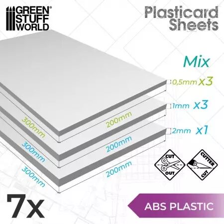 Plaques Mixtes de Plasticard ABS - 7 feuilles - Green Stuff World