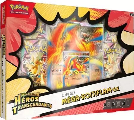 Pokemon Coffret M&eacute;ga Roitiflam ex (4 boosters) - Mega Evolution H&eacute;ros Transcendants (ME02.5)
