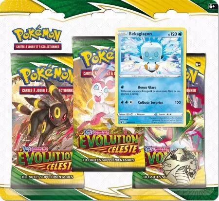Pokémon EB07 : Evolution Celeste - Pack 3 boosters Bekaglaçon